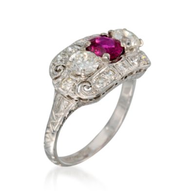 C.1990 Vintage Tiffany Jewelry .85 Carat Ruby and 1.40 ct. t.w. Diamond Ring In Platinum. Size 7 &mdash; Alt Image 3