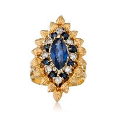 C. 1960 Vintage 2.90 ct. t.w. Sapphire and .65 ct. t.w. Diamond Ring in 14kt Yellow Gold. Size 9.5 &mdash; Alt Image 1