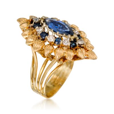 C. 1960 Vintage 2.90 ct. t.w. Sapphire and .65 ct. t.w. Diamond Ring in 14kt Yellow Gold. Size 9.5 &mdash; Alt Image 3