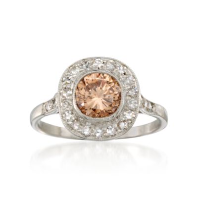 C. 2000 Vintage 1.05 Carat Certified Brown Diamond Ring With .40 ct. t.w. Diamonds in Platinum. Size 6.5 &mdash; Alt Image 1