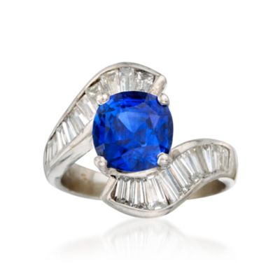 C. 1990 Vintage 2.95 Carat Sapphire and .90 ct. t.w. Diamond Ring in 18kt White Gold. Size 5.75 &mdash; Alt Image 1