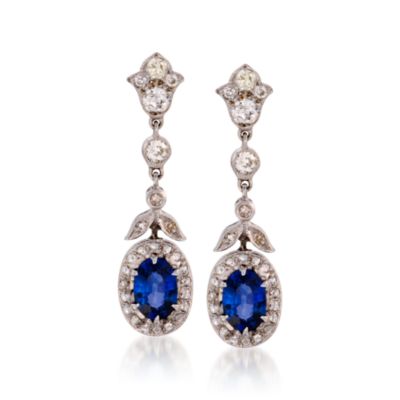 C. 2000 Vintage 1.75 ct. t.w. Sapphire and .75 ct. t.w. Diamond Earrings in 18kt White Gold &mdash; Alt Image 1