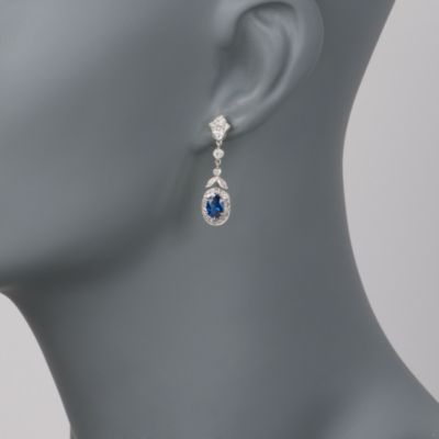 C. 2000 Vintage 1.75 ct. t.w. Sapphire and .75 ct. t.w. Diamond Earrings in 18kt White Gold &mdash; Alt Image 2