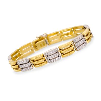 C. 1990 Vintage 1.50 ct. t.w. Diamond Bracelet in 18kt Two-Tone Gold. 7" &mdash; Alt Image 1