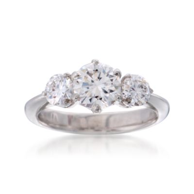 C. 1990 Vintage 1.72 ct. t.w. Diamond 3-Stone Ring in Platinum. Size 5 &mdash; Alt Image 1