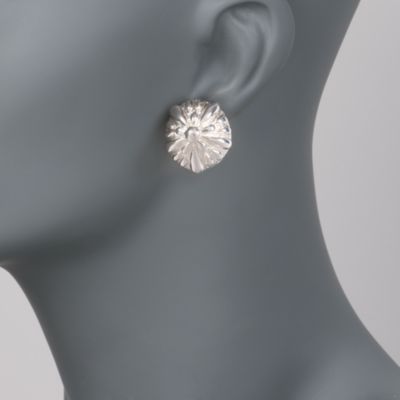 Italian Sterling Silver Floral Dome Earrings &mdash; Alt Image 2