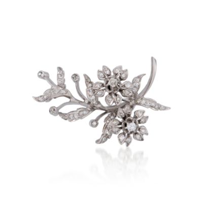 C. 1910 Vintage 2.50 ct. t.w. Diamond Floral Pin in Two-Tone &mdash; Alt Image 1