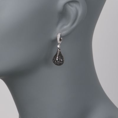 4.40 ct. t.w. Black and White Diamond Pear-Shaped Drop Earrings in 18kt White Gold &mdash; Alt Image 2