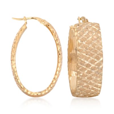 Italian 18kt Over Sterling Diamond-Cut Hoop Earrings &mdash; Alt Image 1