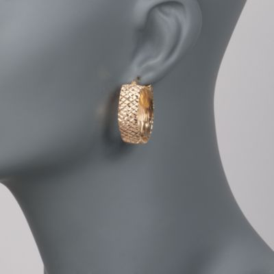 Italian 18kt Over Sterling Diamond-Cut Hoop Earrings &mdash; Alt Image 2