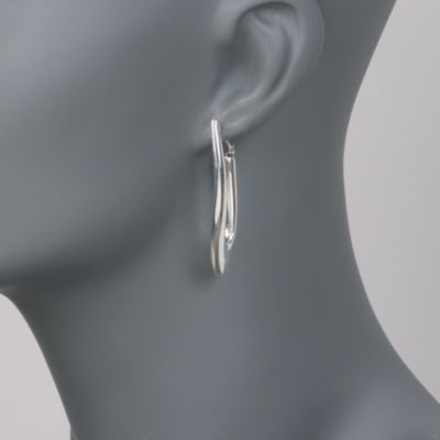 Italian Sterling Silver Angular Hoop Earrings &mdash; Alt Image 2