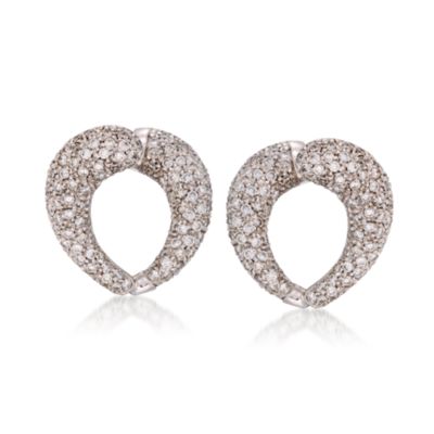 C. 1990 Vintage 3.50 ct. t.w. Pave Diamond Earrings In18kt White Gold &mdash; Alt Image 1