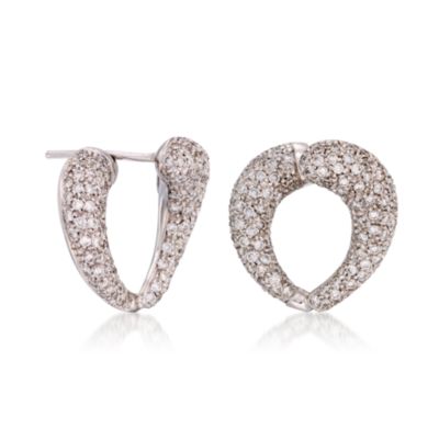 C. 1990 Vintage 3.50 ct. t.w. Pave Diamond Earrings In18kt White Gold &mdash; Alt Image 3
