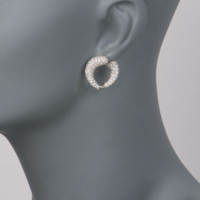 C. 1990 Vintage 3.50 ct. t.w. Pave Diamond Earrings In18kt White Gold &mdash; Alt Image 2