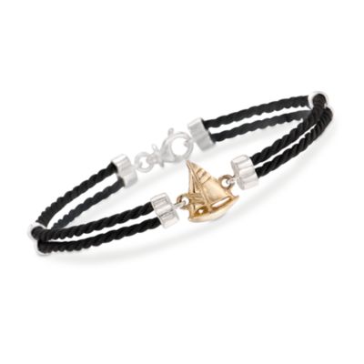 Italian Nautical Cord Sailboat Bracelet in Two-Tone. 8.5" &mdash; Alt Image 1