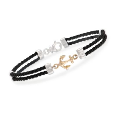 Italian Nautical Cord Anchor Bracelet in Two-Tone. 8.5" &mdash; Alt Image 1