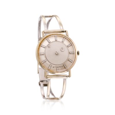 C. 1950 Vintage Lecoultre Women's .20 ct. t.w. Diamond Watch In 14kt White Gold. 7.5" &mdash; Alt Image 1