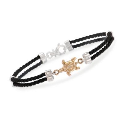 Italian Nautical Cord Sea Turtle Bracelet in Two-Tone &mdash; Alt Image 1