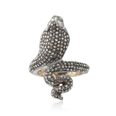 1.60 ct. t.w. Pavé Natural Diamond Snake Ring in 14kt Yellow Gold &mdash; Alt Image 1