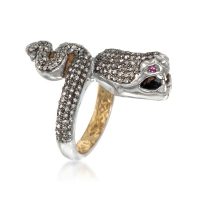 1.60 ct. t.w. Pavé Natural Diamond Snake Ring in 14kt Yellow Gold &mdash; Alt Image 3