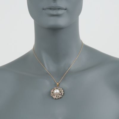 12mm South Sea Pearl and Multicolored Sapphire Pendant With Diamonds in Two-Tone. Pendant &mdash; Alt Image 2