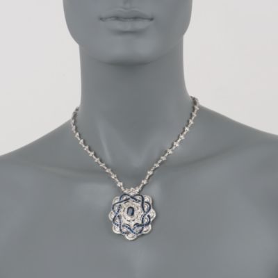 13.01 ct. t.w. Sapphire and 6.63 ct. t.w. Diamond Necklace in 18kt White Gold. 16" &mdash; Alt Image 2