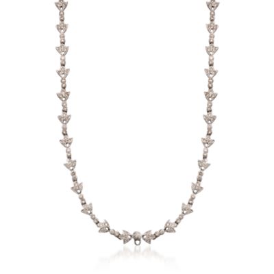 13.01 ct. t.w. Sapphire and 6.63 ct. t.w. Diamond Necklace in 18kt White Gold. 16" &mdash; Alt Image 3