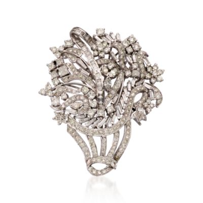 9.55 ct. t.w. Diamond Bouquet Pin In 18kt White Gold &mdash; Alt Image 1