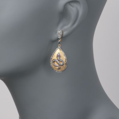 .97 ct. t.w. Natural Diamond Pear-Shaped Snake Earrings With Rubies in Two-Tone &mdash; Alt Image 2