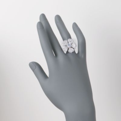3.60 ct. t.w. Pave CZ Flower Ring in Sterling Silver &mdash; Alt Image 2
