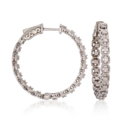 .75 ct. t.w. Diamond In-And-Out Hoop Earrings in 14kt White Gold &mdash; Alt Image 1
