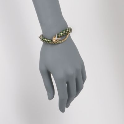 C. 1970 Vintage Enamel and .20 ct. t.w. Diamond Snake Bangle Bracelet in 14kt Yellow Gold. 6.5" &mdash; Alt Image 2