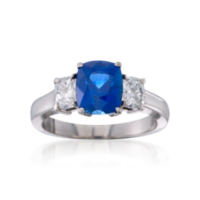 C. 1990 Vintage 3.05 Carat Sapphire and .90 ct. t.w. Diamond Ring In Platinum. Size 5.75 &mdash; Alt Image 1
