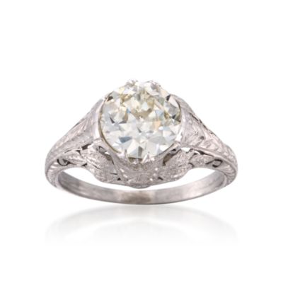 C. 1990 Vintage 1.50 Carat Diamond Engagement Ring in Platinum. Size 4.5 &mdash; Alt Image 1