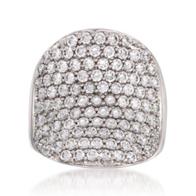 2.90 ct. t.w. Pave CZ Saddle Ring in Sterling Silver &mdash; Alt Image 1