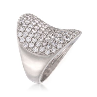 2.90 ct. t.w. Pave CZ Saddle Ring in Sterling Silver &mdash; Alt Image 3