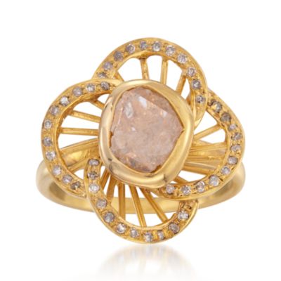 .62 ct. t.w. Diamond Flower Ring in  18kt Gold Over Sterling Silver &mdash; Alt Image 1