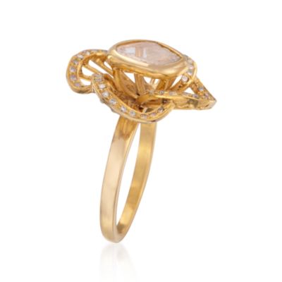 .62 ct. t.w. Diamond Flower Ring in  18kt Gold Over Sterling Silver &mdash; Alt Image 3