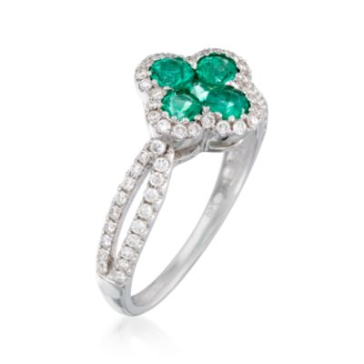 Gregg Ruth .53 ct. t.w. Emerald and .38 ct. t.w. Diamond Ring in 18kt White Gold &mdash; Alt Image 3