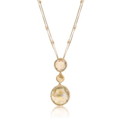 .65 ct. t.w. Diamond and 11.00 ct. t.w. Citrine Pendant Necklace in 14kt Yellow Gold. 16" &mdash; Alt Image 1