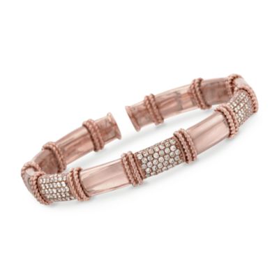 1.70 ct. t.w. Diamond Cuff Bracelet in 14kt Rose Gold. 7" &mdash; Alt Image 1