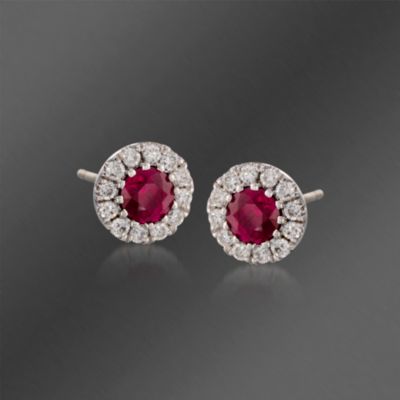 Gregg Ruth .62 ct. t.w. Ruby and  .30 ct. t.w. Diamond Earrings in 18kt White Gold &mdash; Alt Image 1