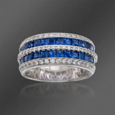 Gregg Ruth 2.05 ct. t.w. Sapphire and .64 ct. t.w. Diamond Ring in 18kt White Gold. Size 6.5 &mdash; Alt Image 1