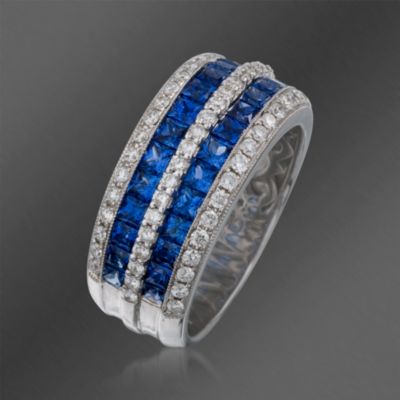 Gregg Ruth 2.05 ct. t.w. Sapphire and .64 ct. t.w. Diamond Ring in 18kt White Gold. Size 6.5 &mdash; Alt Image 3