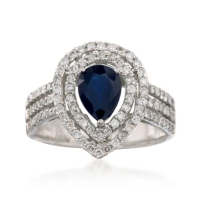 1.15 Carat Sapphire and .80 ct. t.w. Diamond Ring in 14kt White Gold. Size 7 &mdash; Alt Image 1