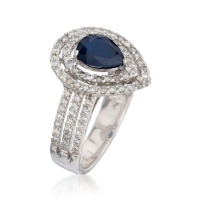 1.15 Carat Sapphire and .80 ct. t.w. Diamond Ring in 14kt White Gold. Size 7 &mdash; Alt Image 3