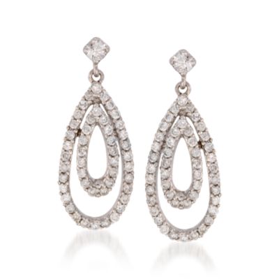 .75 ct. t.w. Diamond Teardrop Dangle Earrings in 14kt White Gold &mdash; Alt Image 1