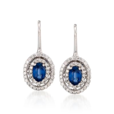 1.20 ct. t.w. Sapphire and .55 ct. t.w. Diamond Earrings in 14kt White Gold &mdash; Alt Image 1