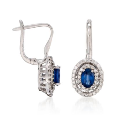 1.20 ct. t.w. Sapphire and .55 ct. t.w. Diamond Earrings in 14kt White Gold &mdash; Alt Image 3