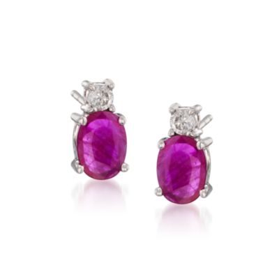 2.00 ct. t.w. Ruby Stud Earrings With Diamonds in 14kt White Gold &mdash; Alt Image 1